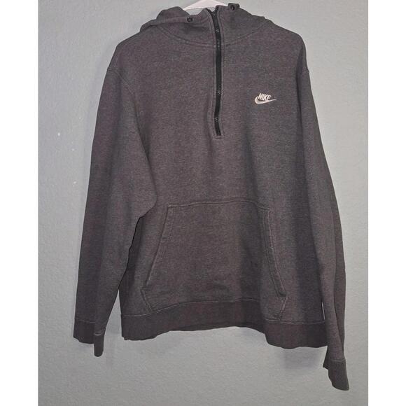 Vintage Nike 1/2 Zip Cotton Pullover Hoodie Jacket Charcoal Gray Men's 2XL - Picture 1 of 15